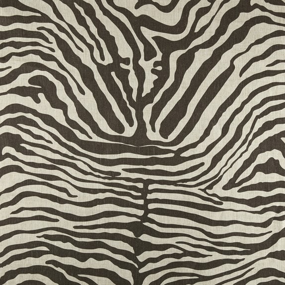 Fabric By The Yard, Linen Zebra Print, Charcoal Williams Sonoma
