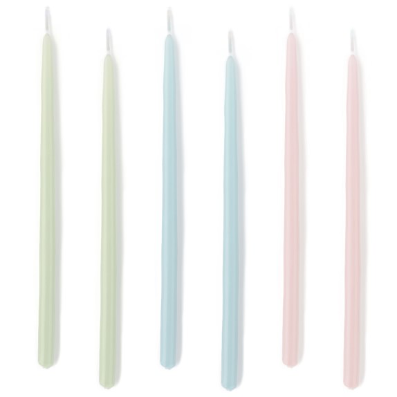 Colored Tiny Taper Candles, Set of 12, Mixed Pastel Williams Sonoma