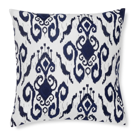 Outdoor Ikat Jacquard Pillow Cover, Navy Williams Sonoma