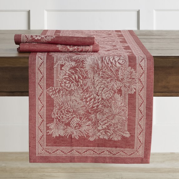 Pinecone Jacquard Table Runner Williams Sonoma