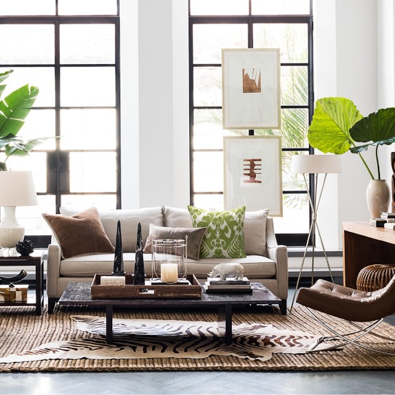 Stenciled Zebra Hair on Hide Rug, Chocolate Williams Sonoma