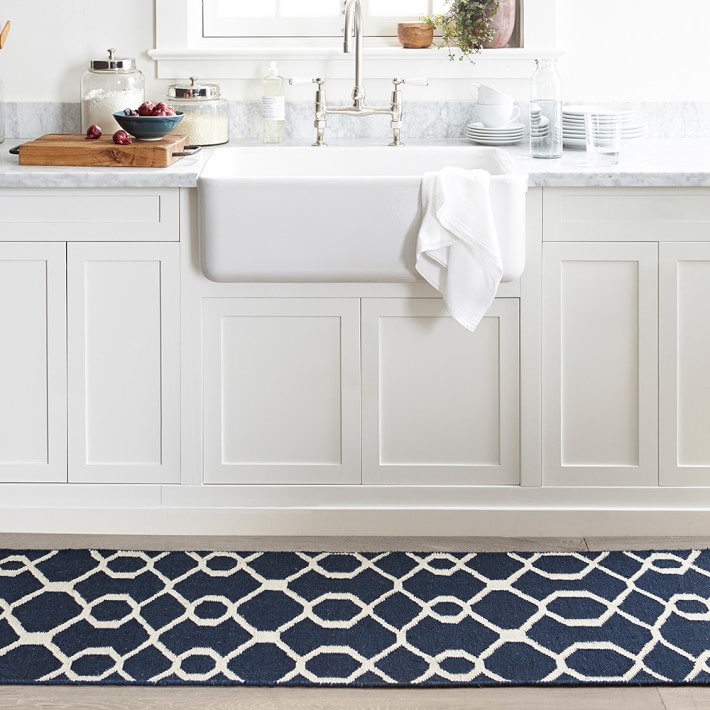 Scroll Tile Kitchen Rug, Blue | Williams Sonoma Scroll Tile Kitchen Rug, Blue | Williams Sonoma