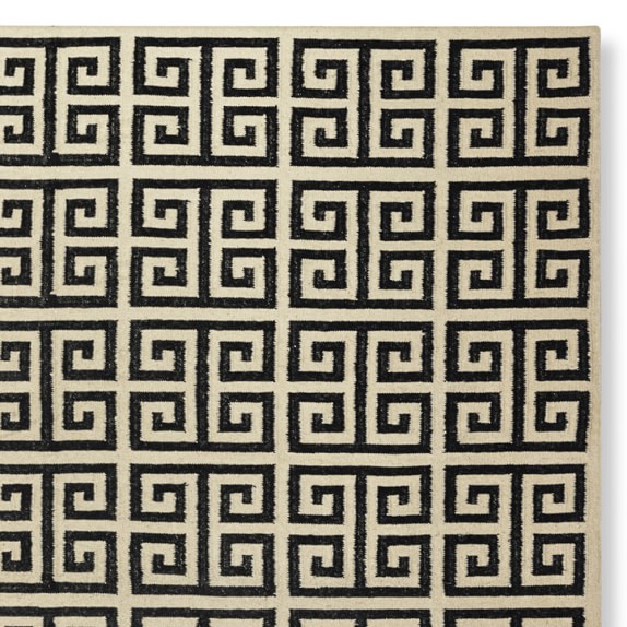 Greek Key Kilim Rug Antique White Ebony Williams Sonoma