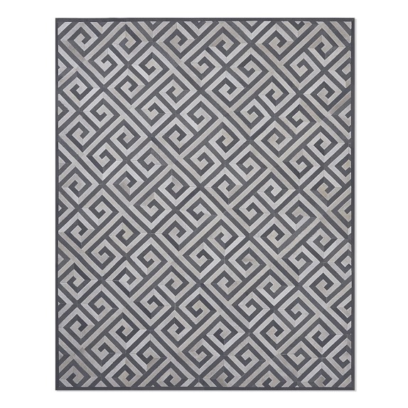 Area Rugs On Williams Sonoma Greek Key Pieced Hide Rug Charcoal Dove