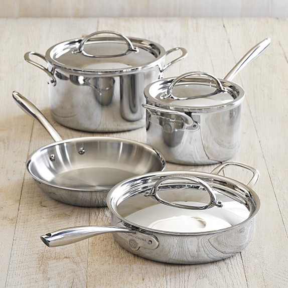Williams Sonoma Signature Thermo Clad Stainless Steel 7 Piece Williams Sonoma Signature Thermo Clad Stainless Steel 7 Piece Cookware Set