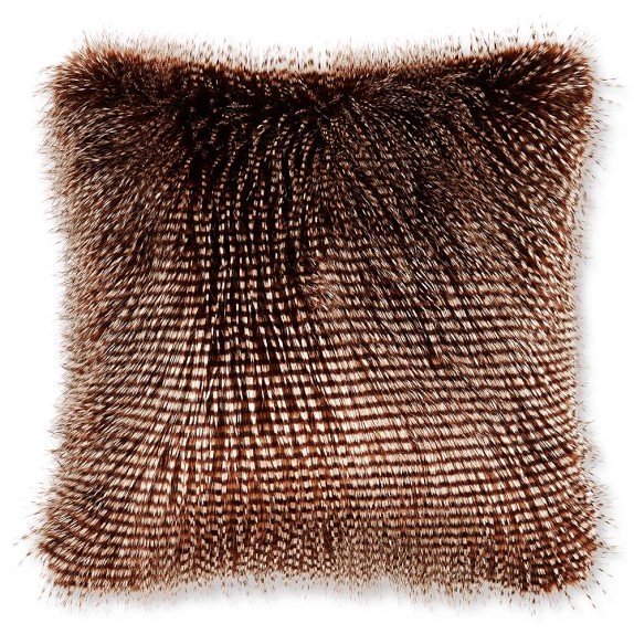 Faux Fur Pillow Cover, Brown Owl Feather Williams Sonoma