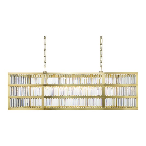 Lamont 48 Linear Crystal Chandelier Antique Brass Williams Sonoma