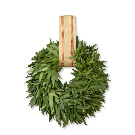 Bay Leaf Wreath with Burlap Ribbon Hanger Williams Sonoma