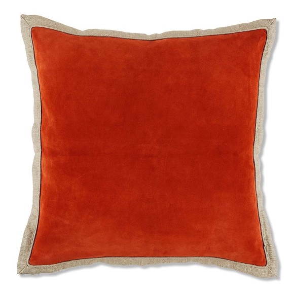 Suede Pillow Cover with Linen Backing, Coral Williams Sonoma