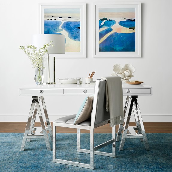 Desk Chairs Williams Sonoma Channeled Leather Dining Side Chair