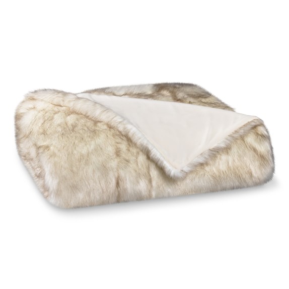 Faux Fur Blanket, White Sable Williams Sonoma