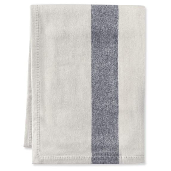 Double Stripe Lambswool Throw, Light Gray/Blue Multi Williams Sonoma