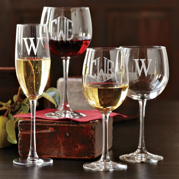 monogrammed red wine glasses williams sonoma