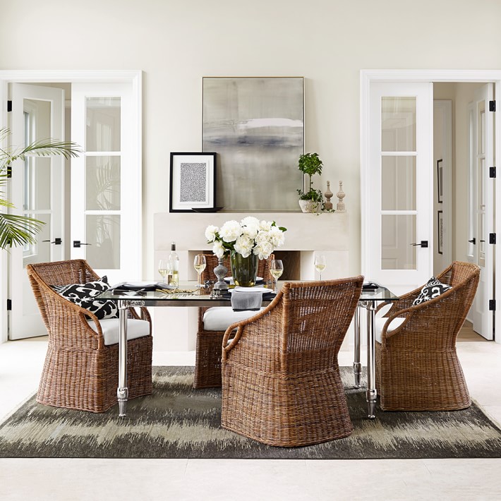 Stevenson Rectangular Dining Table Polished Nickel Williams Sonoma