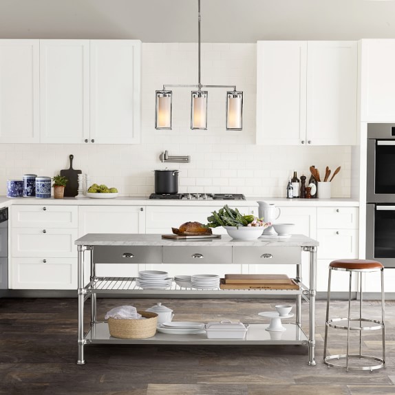 Modular Double Kitchen Island with Marble Top Williams Sonoma