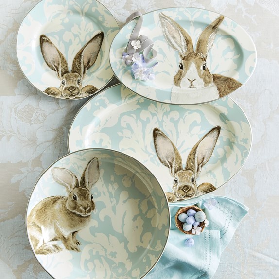Damask Bunny Dinner Plates Williams Sonoma
