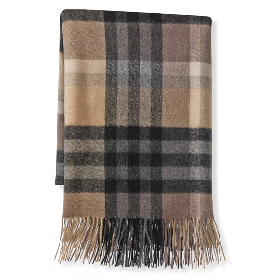 Plaid Cashmere Throw, Camel Williams Sonoma