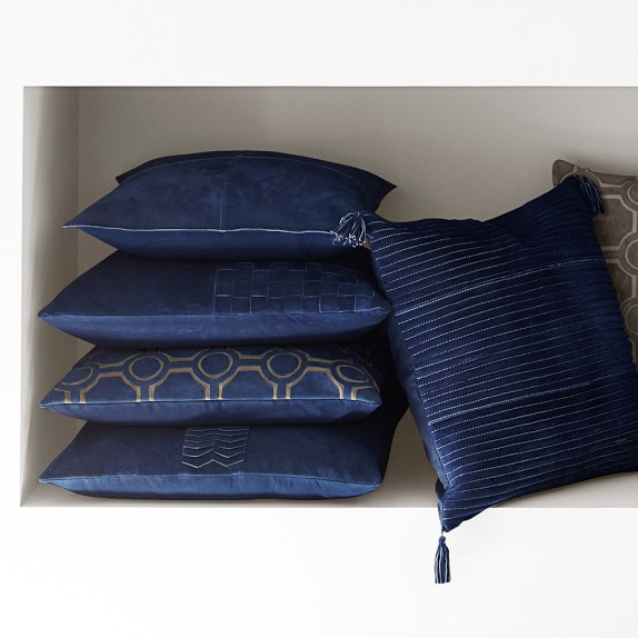 Suede Four Panel Pillow Cover, Navy Williams Sonoma
