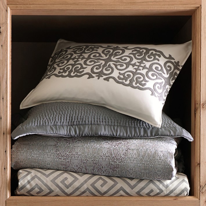 Snakeskin Jacquard Bedding Gray Williams Sonoma