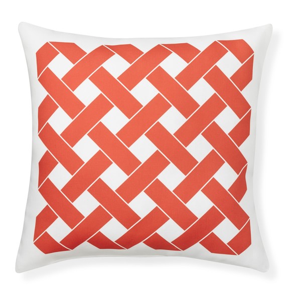 Outdoor Printed Basketweave Pillow, Melon Williams Sonoma