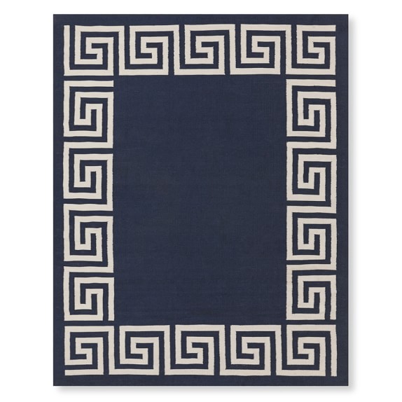 Greek Key Border Indoor Outdoor Rug Navy Williams Sonoma
