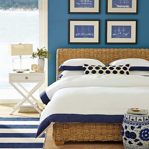 Chambers Italian Washed Linen Border Bedding Williams Sonoma