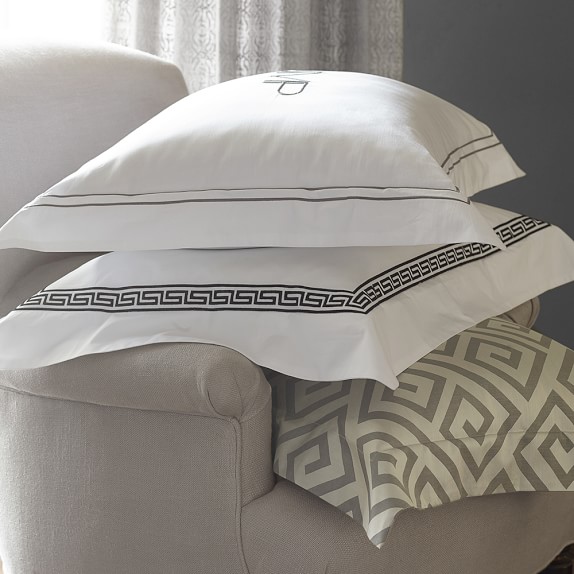 Greek Key Jacquard 600 Thread Count Bedding Gray Williams Sonoma Roll Over Image To Zoom