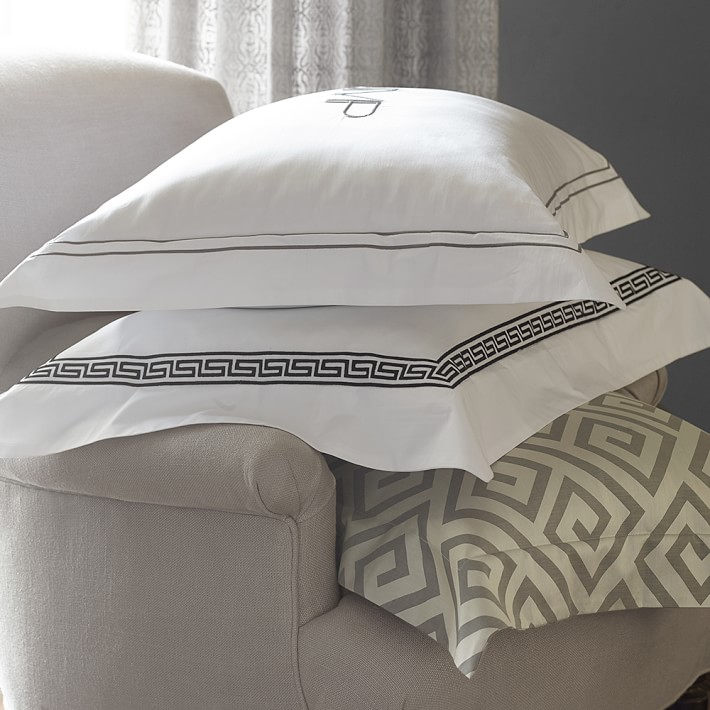 Greek Key Jacquard 600 Thread Count Bedding Gray Williams Sonoma
