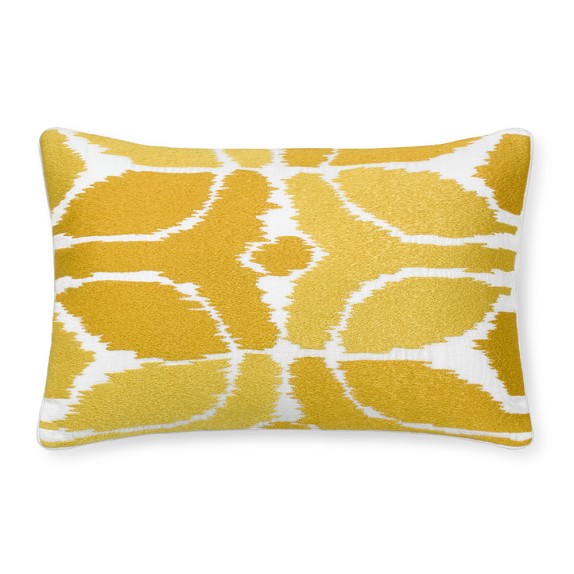 Embroidered Ikat Lumbar Pillow Cover, Sunshine Williams Sonoma
