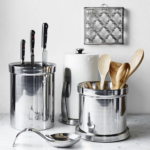 stainless steel kitchen utensil set with holder