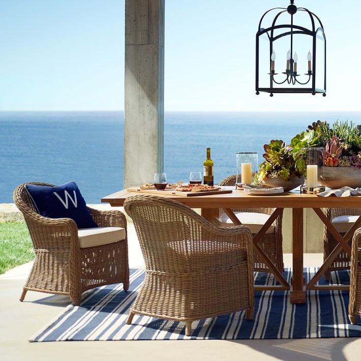 Riviera Stripe Indoor Outdoor Rug Dress Blue Williams Sonoma