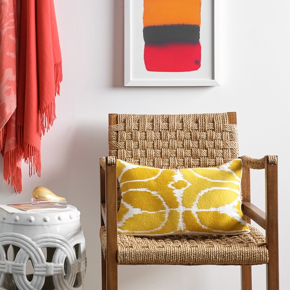 Embroidered Ikat Lumbar Pillow Cover, Sunshine Williams Sonoma