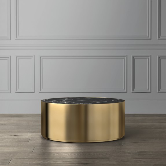 Drum Metal Coffee Table Black Marble Williams Sonoma Roll Over Image To Zoom