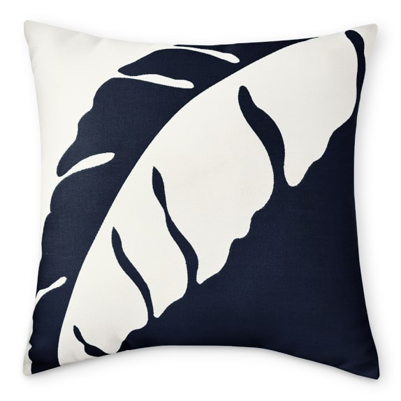 Sunbrella Outdoor Palm Leaf Jacquard Pillow, Navy Williams Sonoma