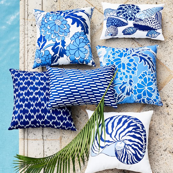 AERIN Outdoor Printed Shell Pillow, Blue Williams Sonoma