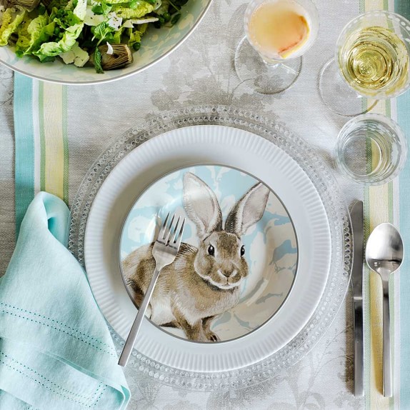 Damask Bunny Salad Plates Mixed, Set of 4 Williams Sonoma