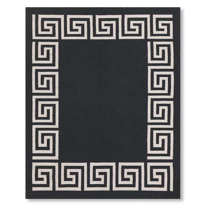 Greek Key Border Indoor Outdoor Rug Black Williams Sonoma