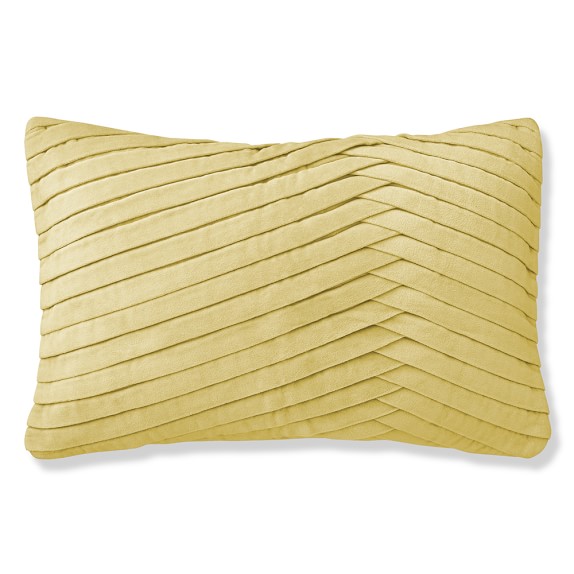 Pleated Velvet Lumbar Pillow Cover, Light Yellow Williams Sonoma