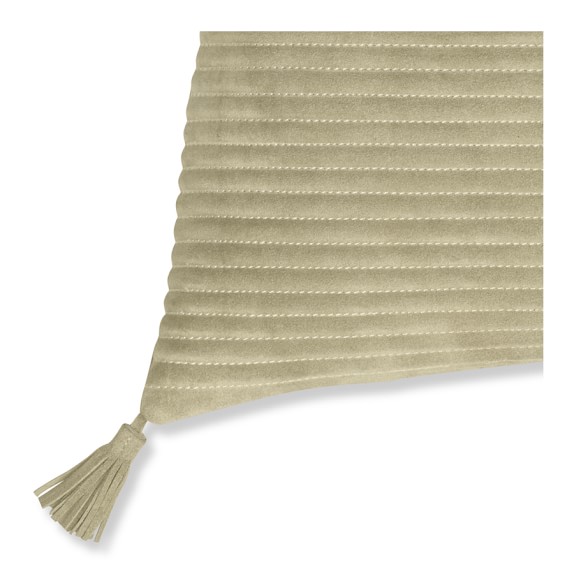 Suede Quilted Pillow Cover with Tassels, Beige Williams Sonoma