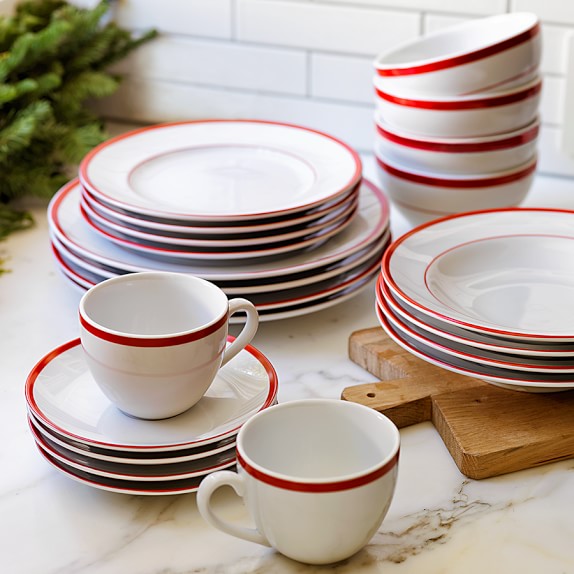 Brasserie RedBanded Porcelain Dinner Plates, Set of 4 Williams Sonoma