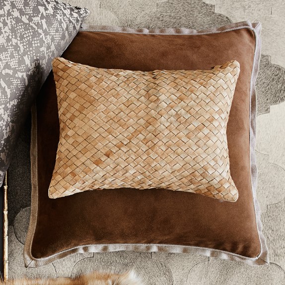 Woven Leather Hide Boudoir Pillow Cover Tan Williams Sonoma Beauteous Boudoir Pillow Covers Woven Leather Hide Boudoir Pillow Cover Tan Williams Sonoma Beauteous Boudoir Pillow Covers