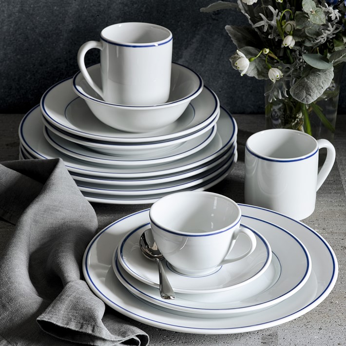 Apilco Tradition Blue-Banded Porcelain Dinnerware Place Settings ... Apilco Tradition Blue-Banded Porcelain Dinnerware Place Settings ...