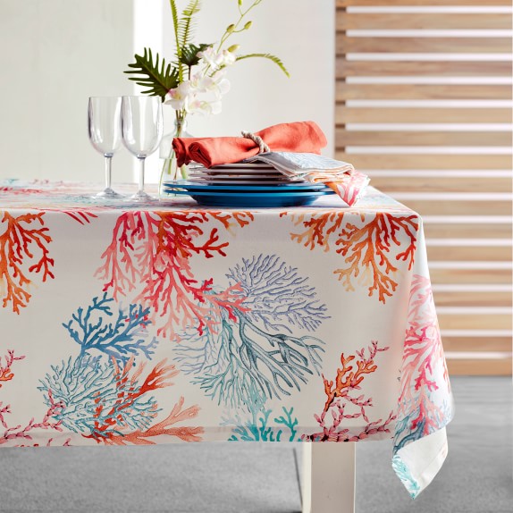 Coral Print Tablecloth Williams Sonoma