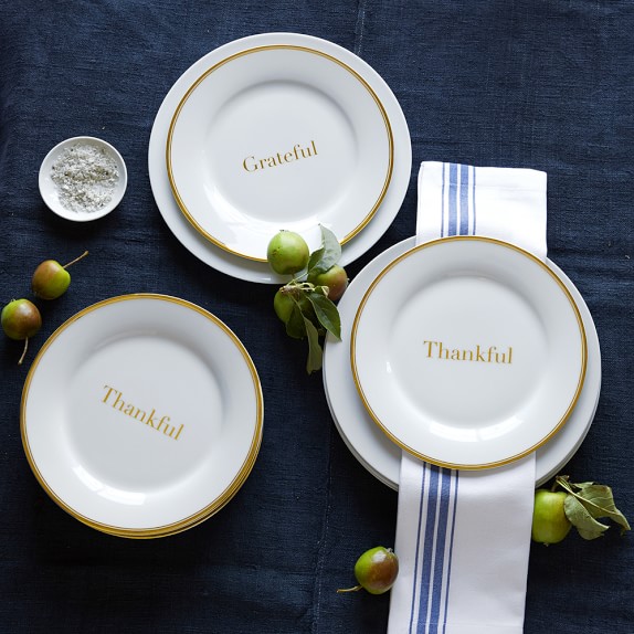 Williams Sonoma Open Kitchen Gold Bistro Salad Plates, Grateful
