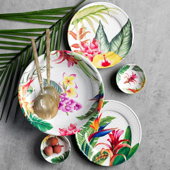 Hawaii Palm Outdoor Melamine Dinner Plates, Bird of Paradise Williams