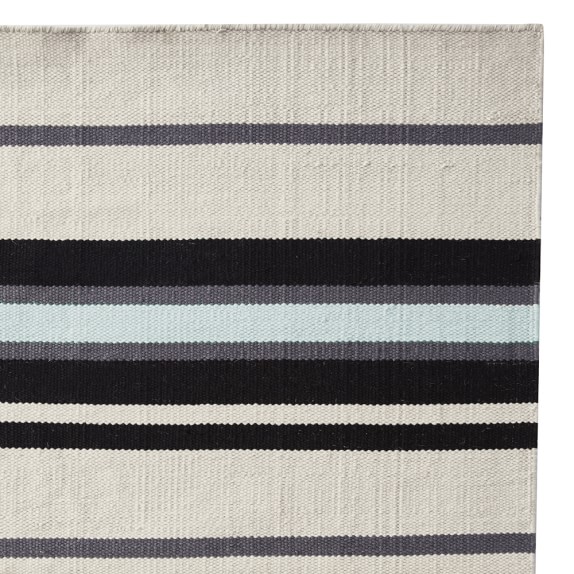 Strata Stripe Indoor/Outdoor Rug, Black Williams Sonoma