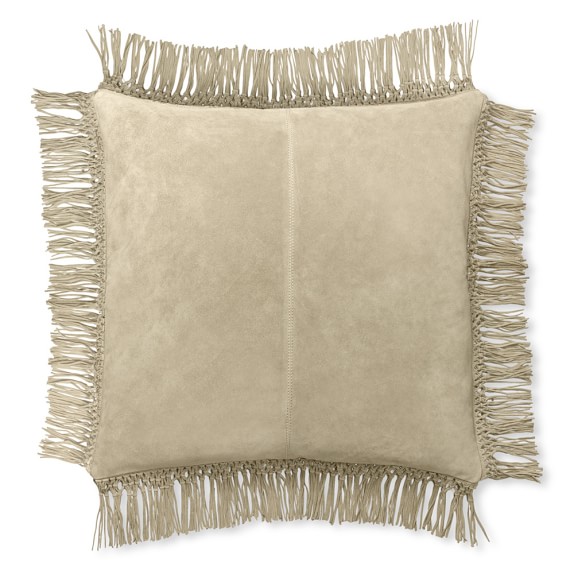 Fringe Edge Suede Pillow Cover, Beige Williams Sonoma