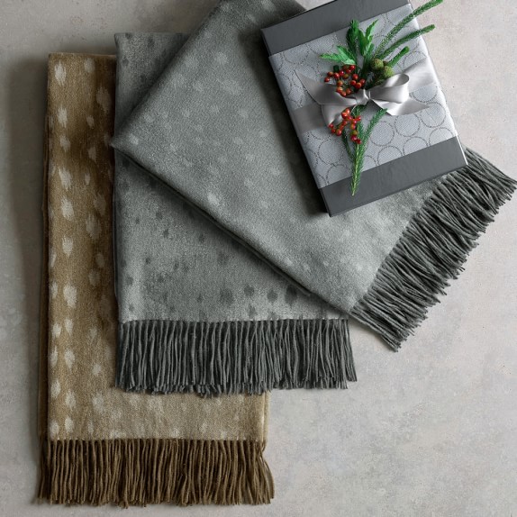 Patterned Jacquard Cashmere Throw, Antelope Grey Williams Sonoma