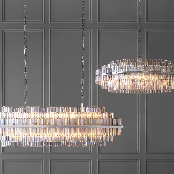Vienna 48" Round Crystal Chandelier, Polished Nickel Williams Sonoma