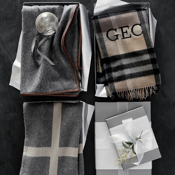 Plaid Cashmere Throw, Camel Williams Sonoma